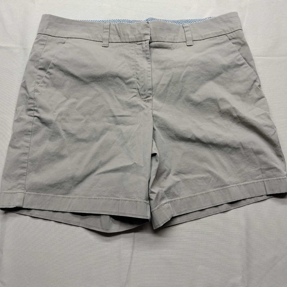 Tommy Hilfiger Womens Khaki Chino Shorts Size 14 Tan Flat Front Preppy Casual